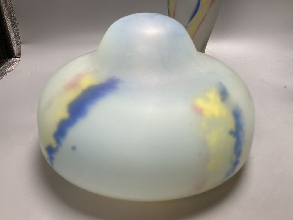 An Sabino Verrier dart marbled glass mushroom lamp, script signature underside, overall 53cm